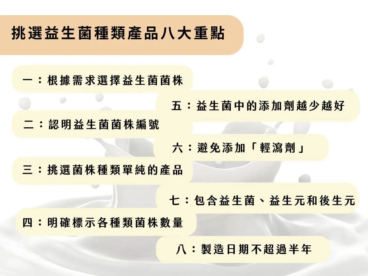 挑選益生菌種類產品八大重點